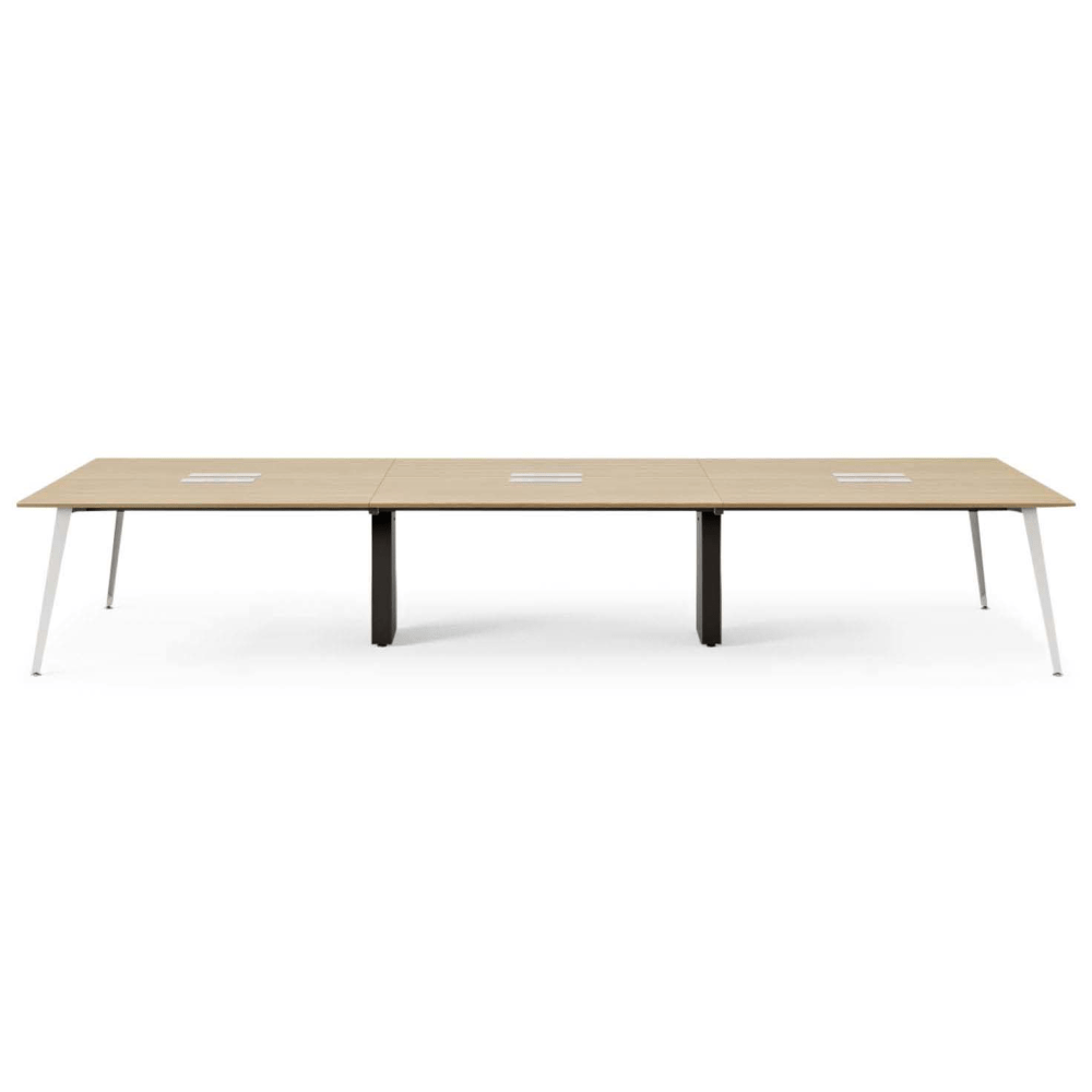 Branch Furniture 144inW 6-Person Computer Desk, Woodgrain Top/White Leg MPN:10-06-53-10