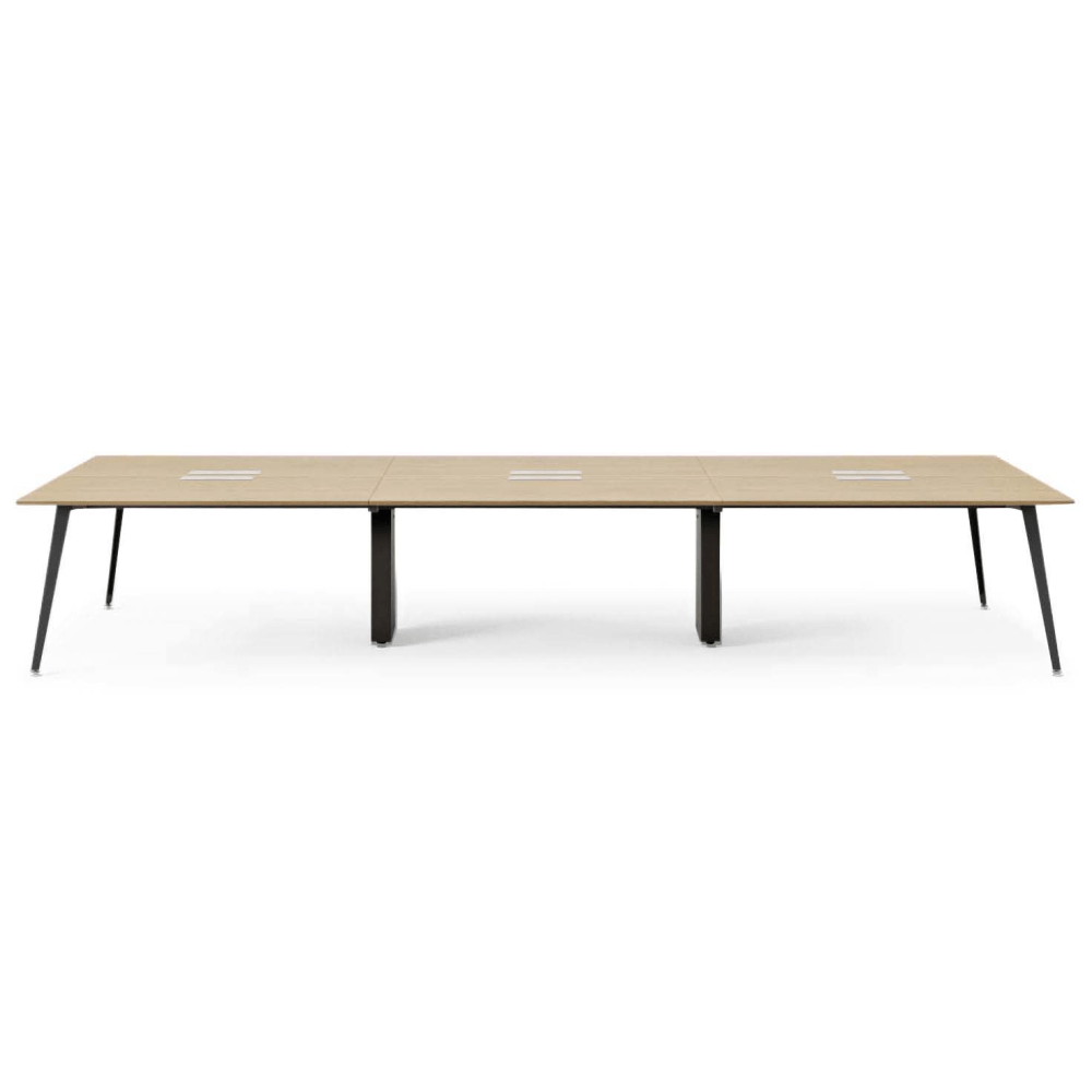 Branch Furniture 144inW 6-Person Computer Desk, Woodgrain Top/Charcoal Leg MPN:10-06-53-12