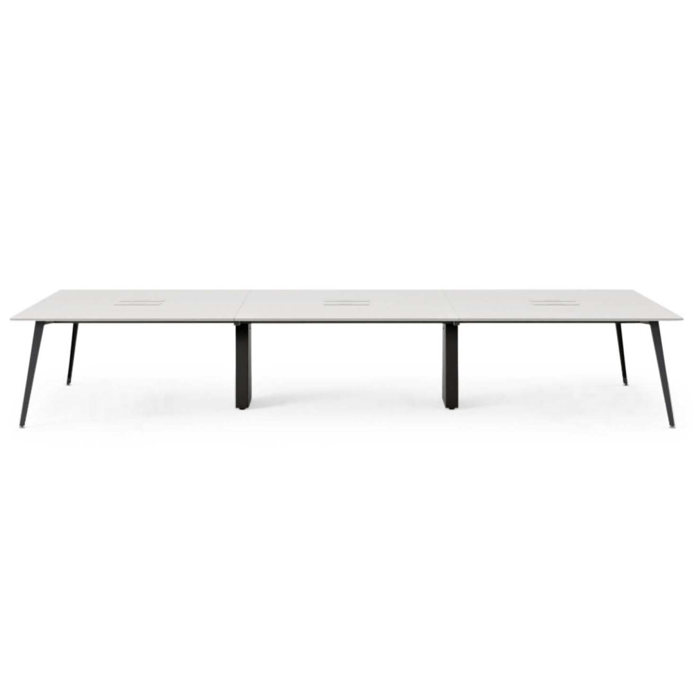 Branch Furniture 144inW 6-Person Computer Desk, White Top/Charcoal Leg MPN:10-06-53-22