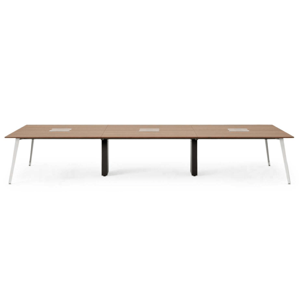 Branch Furniture 144inW 6-Person Computer Desk, Walnut Top/White Leg MPN:10-06-53-30