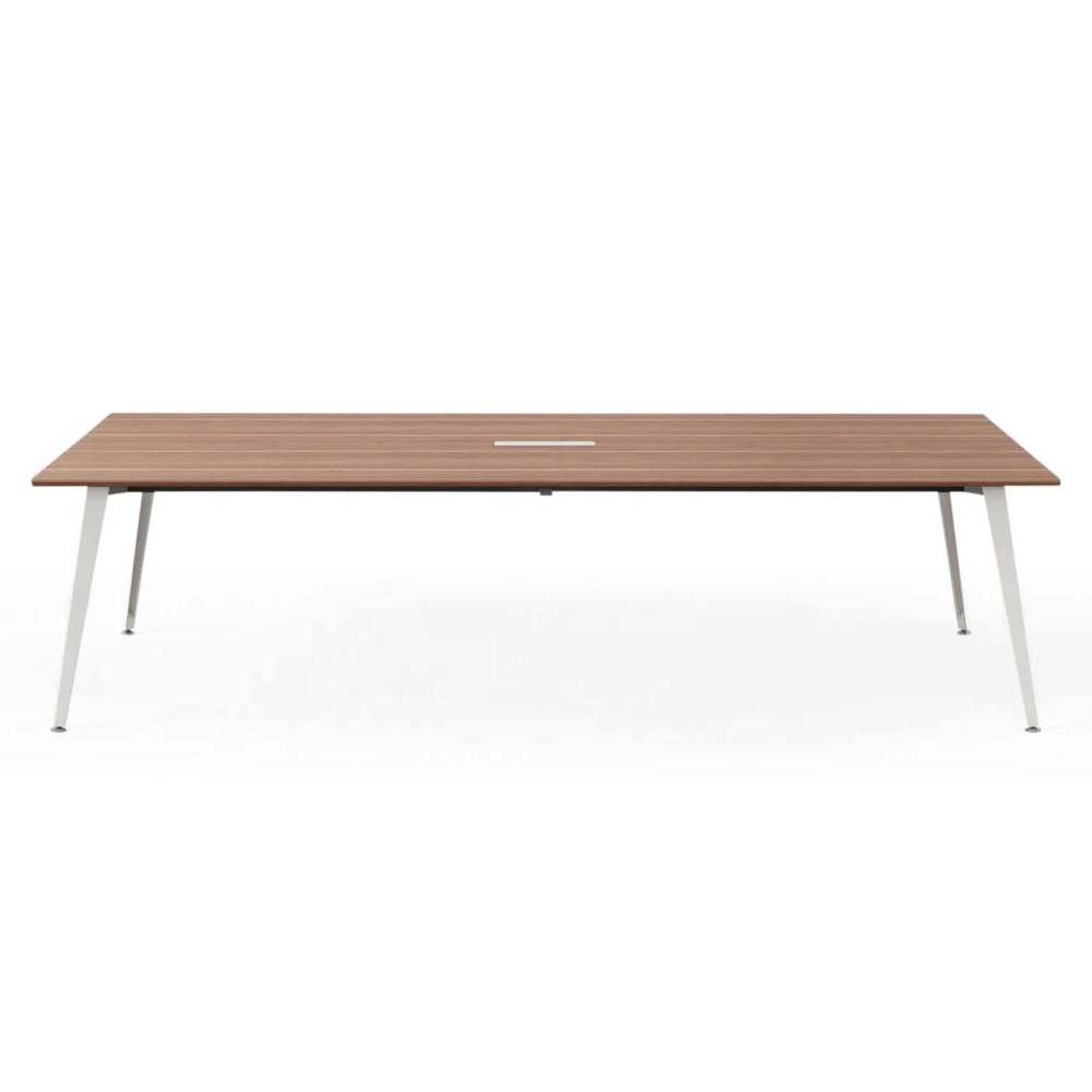 Branch Furniture Rectangle Conference Table, 30inH x 96inW x 48inD, Walnut Top/White Base MPN:12-01-10-30