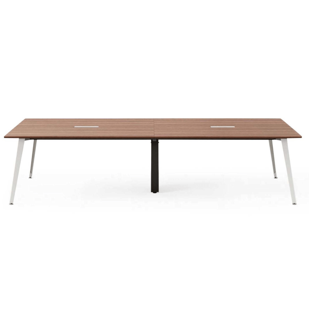 Branch Furniture Rectangle Conference Table, 30inH x 118inW x 48inD, Walnut Top/White Base MPN:12-01-13-30