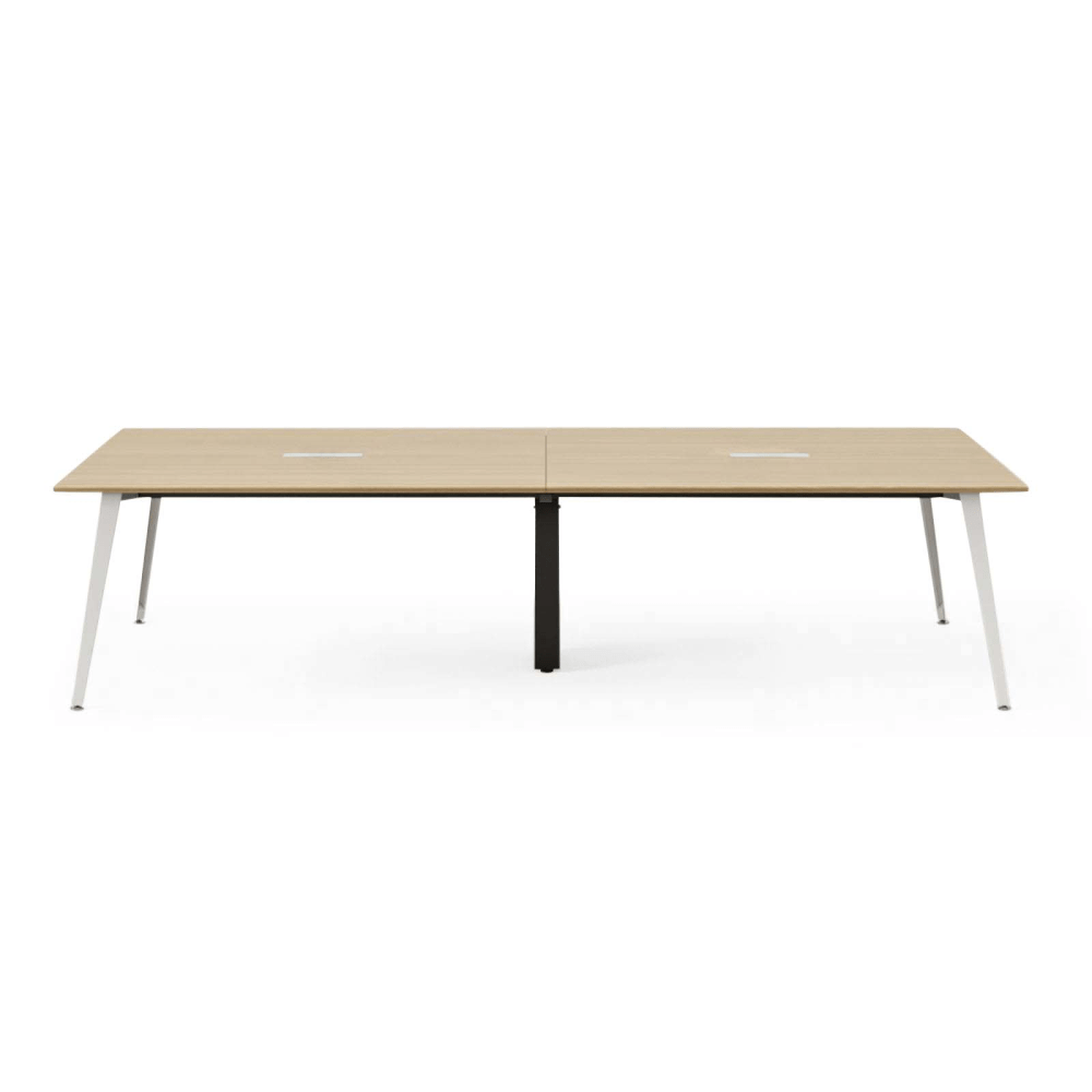 Branch Furniture Rectangle Conference Table, 30inH x 142inW x 48inD, Woodgrain Top/White Base MPN:12-01-15-10