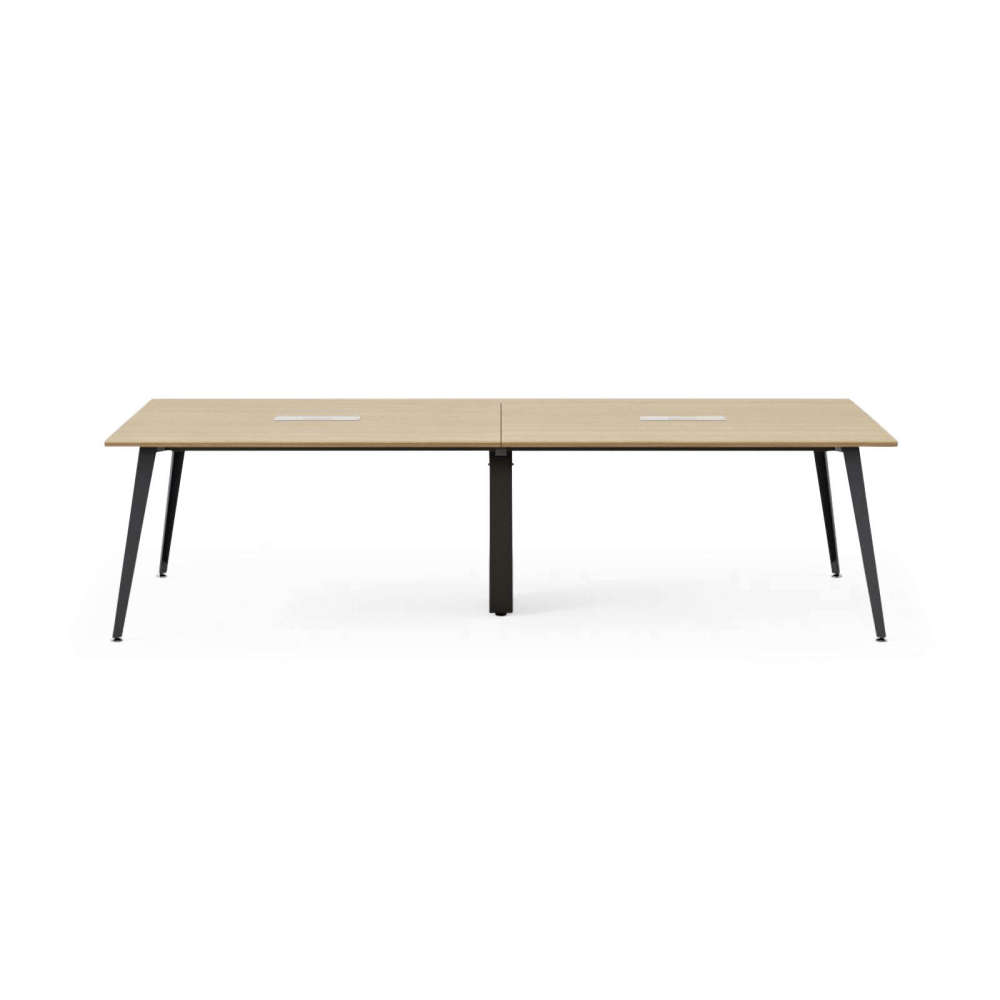 Branch Furniture Rectangle Conference Table, 30inH x 142inW x 48inD, Woodgrain Top/Charcoal Base MPN:12-01-15-12