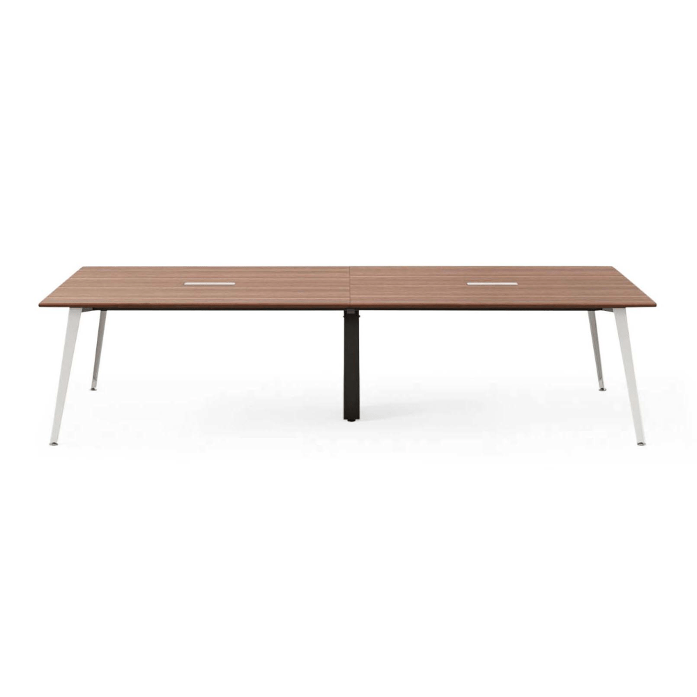 Branch Furniture Rectangle Conference Table, 30inH x 142inW x 48inD, Walnut Top/White Base MPN:12-01-15-30