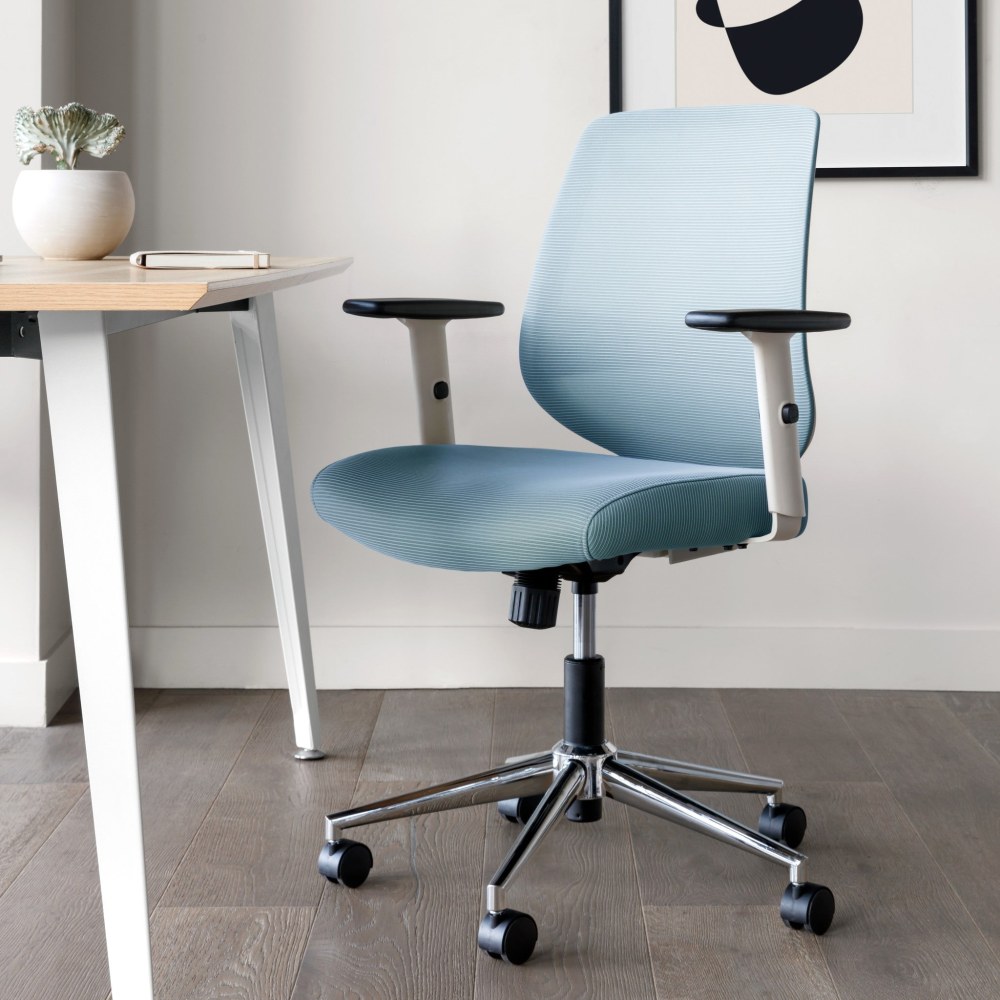 Branch Furniture Daily Ergonomic Vegan Leather Mid-Back Task Chair, Sky Blue MPN:11-03-00-43