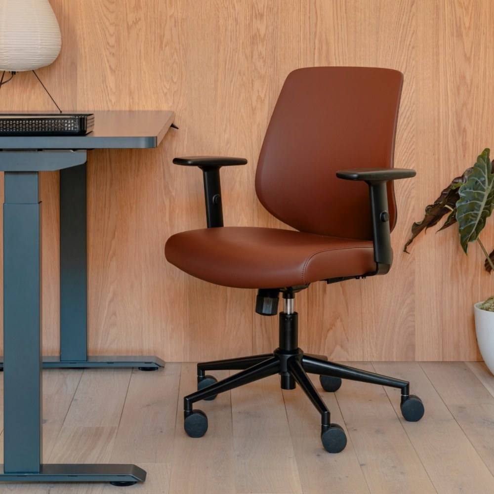 Branch Furniture Daily Ergonomic Vegan Leather Mid-Back Task Chair, Mahogany MPN:11-11-00-57