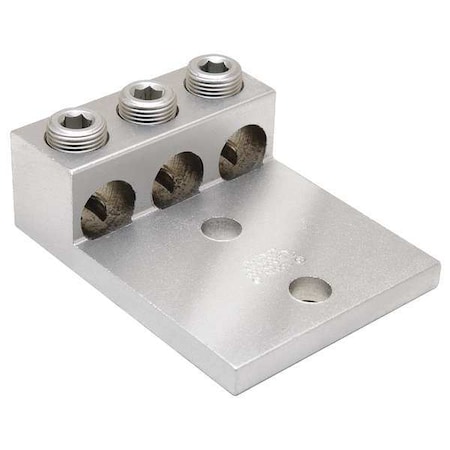 Mechanical Lug, 2 AWG Max, 3 Conductor, 2 Hole, 5/16 in Stud, Aluminum MPN:K3A2U2