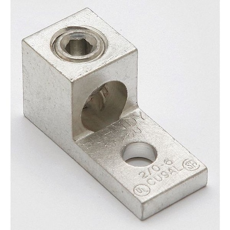 Mechanical Lug, 2/0 AWG Max, 1 Conductor, 1 Hole, 1/4 in Stud, Aluminum MPN:KA26U