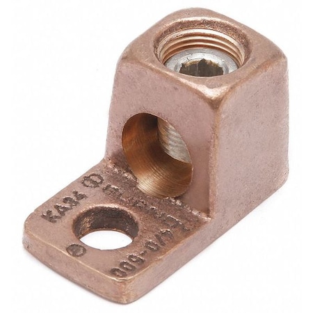 Mechanical Lug, 4 AWG Max, 1 Conductor, 1 Hole, 1/4 in Stud, Copper MPN:KA4C