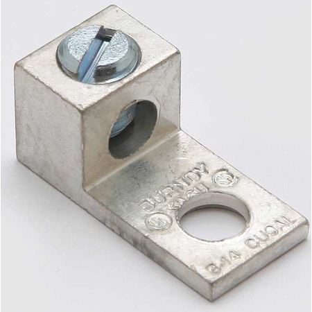 Mechanical Lug, 6 AWG Max, 1 Conductor, 1 Hole, 1/4 in Stud, Aluminum MPN:KA6U