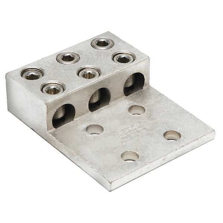 Mechanical Lug, 600 kcmil Max, 3 Conductor, 4 Hole, 1/2 in Stud, Aluminum MPN:KK3A36U4N