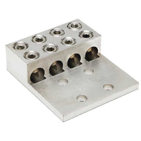 Mechanical Lug, 600 kcmil Max, 4 Conductor, 4 Hole, 1/2 in Stud, Aluminum MPN:KK4A36U4N