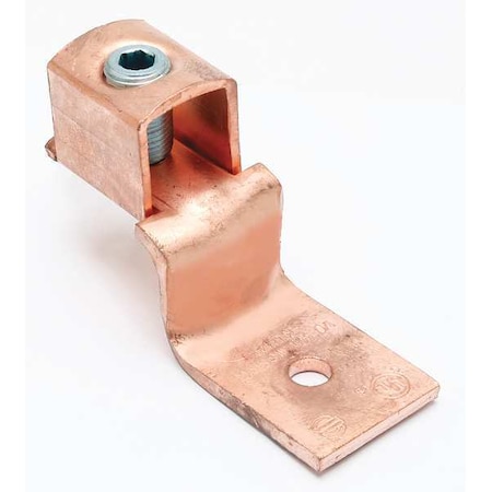 Mechanical Lug, 1/0 AWG Max, 1 Conductor, 1 Hole, 1/4 in Stud, Copper MPN:KLU125
