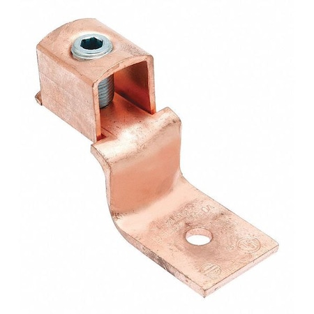 Mechanical Lug, 2 AWG Max, 1 Conductor, 1 Hole, 1/4 in Stud, Copper MPN:KLU70