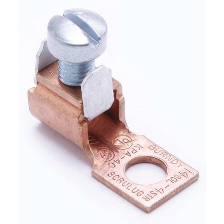 Mechanical Lug, 4 AWG Max, 1 Conductor, 1 Hole, 1/4 in Stud, Copper MPN:KPA4CUNPL