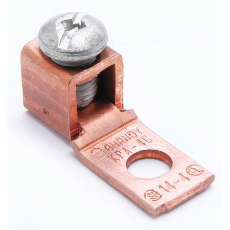Mechanical Lug, 4 AWG Max, 1 Conductor, 1 Hole, 1/4 in Stud, Copper MPN:KPA4CUP