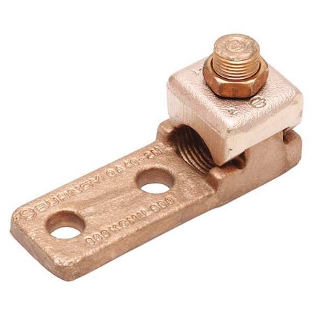 Mechanical Lug, 4/0 AWG Max, 1 Conductor, 2 Hole, 1/2 in Stud, Copper MPN:QA282N