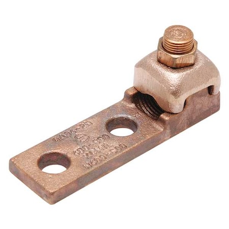 Mechanical Lug, 500 kcmil Max, 1 Conductor, 2 Hole, 1/2 in Stud, Copper MPN:QA342N