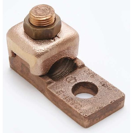 Mechanical Lug, 4 AWG Max, 1 Conductor, 1 Hole, 1/4 in Stud, Copper MPN:QA4CB