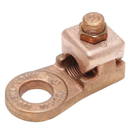 Mechanical Lug, 4 AWG Max, 1 Conductor, 1 Hole, 3/8 in Stud, Copper MPN:QDA4C