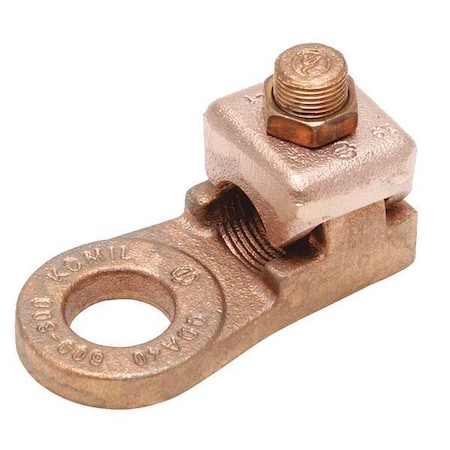 Mechanical Lug, 8 AWG Max, 1 Conductor, 1 Hole, 3/8 in Stud, Copper MPN:QDA8C