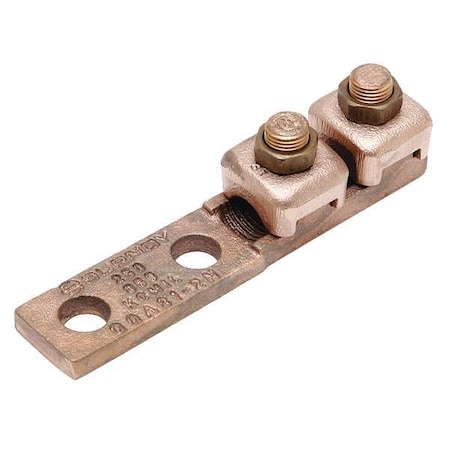 Mechanical Lug, 1 AWG Max, 1 Conductor, 2 Hole, 5/16 in Stud, Copper MPN:QQA1C2