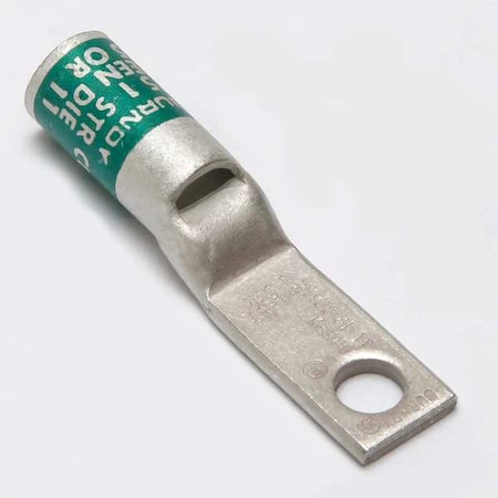 One-Hole Compression Lug, 1 AWG Max, 1/4 in Stud, Standard Barrel, Copper, Green MPN:YA1CLNT14