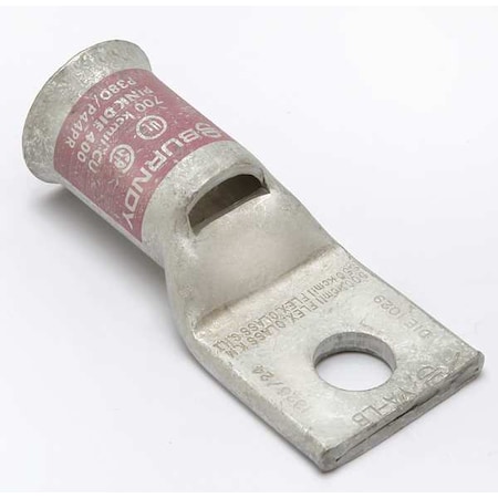 One-Hole Compression Lug, 1 AWG Max, 5/16 in Stud, Standard Barrel, Copper, Pink MPN:YA25LB