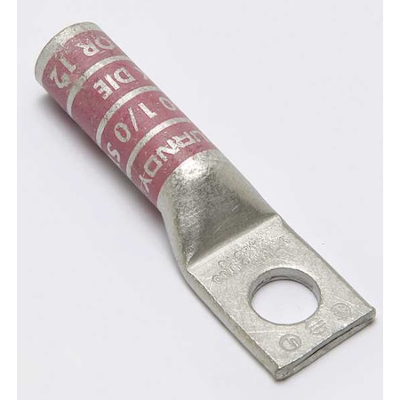 One-Hole Compression Lug, 1/0 AWG Max, 3/8 in Stud, Long Barrel, Copper, Pink MPN:YA25TC38
