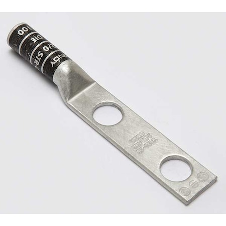 Two-Hole Compression Lug, 2/0 AWG Max, 1/2 in Stud, Long Barrel, Copper, Black MPN:YA262N