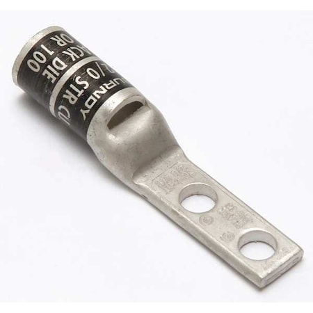 Two-Hole Compression Lug, 2/0 AWG Max, 1/4 in Stud, Standard Barrel, Copper, Black MPN:YA26L2NT14