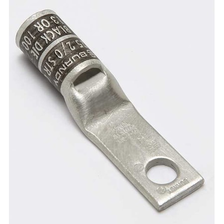 One-Hole Compression Lug, 2/0 AWG Max, 5/16 in Stud, Standard Barrel, Copper, Black MPN:YA26LNT516