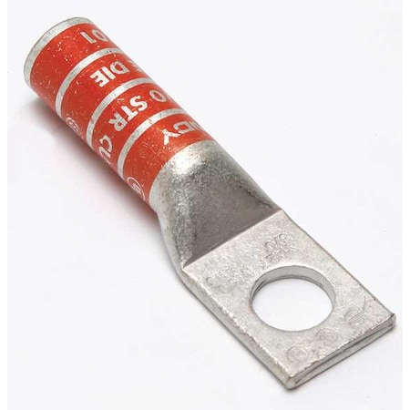 One-Hole Compression Lug, 3/0 AWG Max, 1/2 in Stud, Long Barrel, Copper, Orange MPN:YA27