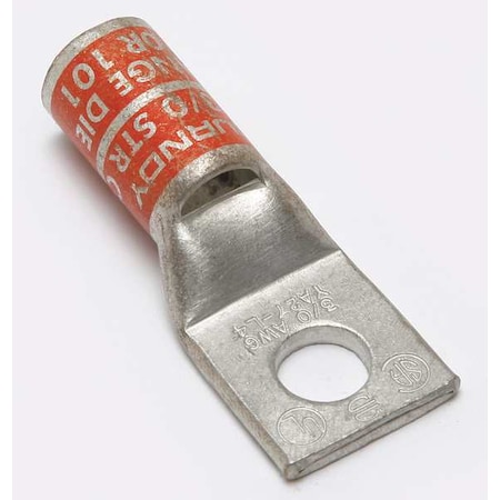 One-Hole Compression Lug, 3/0 AWG Max, 3/8 in Stud, Standard Barrel, Copper, Orange MPN:YA27L4BOX