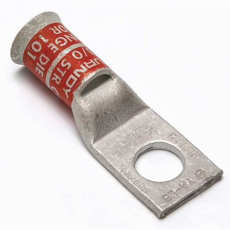 One-Hole Compression Lug, 2/0 AWG Max, 1/2 in Stud, Short Barrel, Copper, Orange MPN:YA27LB