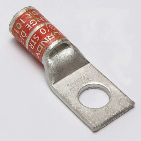 One-Hole Compression Lug, 3/0 AWG Max, 1/2 in Stud, Standard Barrel, Copper, Orange MPN:YA27LBOX