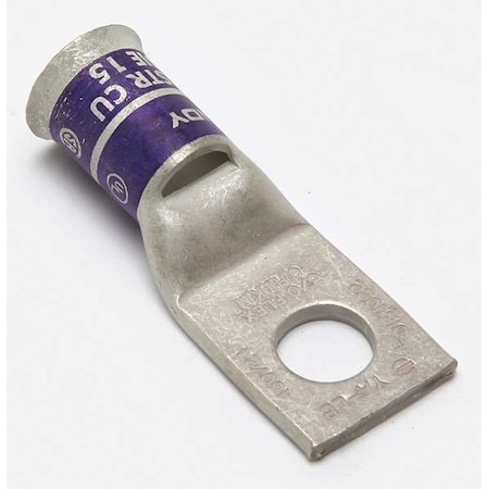 One-Hole Compression Lug, 3/0 AWG Max, 1/2 in Stud, Short Barrel, Copper, Purple MPN:YA28LB