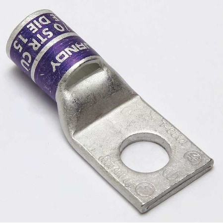 One-Hole Compression Lug, 4/0 AWG Max, 1/2 in Stud, Standard Barrel, Copper, Purple MPN:YA28LBOX