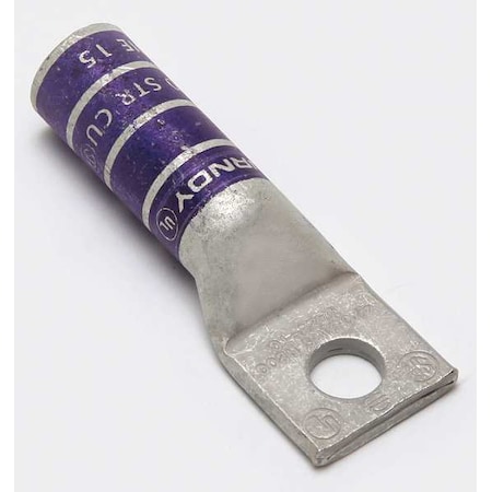 One-Hole Compression Lug, 4/0 AWG Max, 3/8 in Stud, Long Barrel, Copper, Purple MPN:YA28TC38