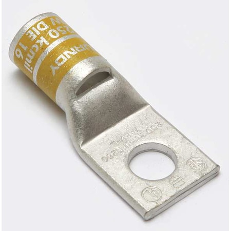 One-Hole Compression Lug, 250 kcmil Max, 1/2 in Stud, Standard Barrel, Copper, Yellow MPN:YA29LBOX