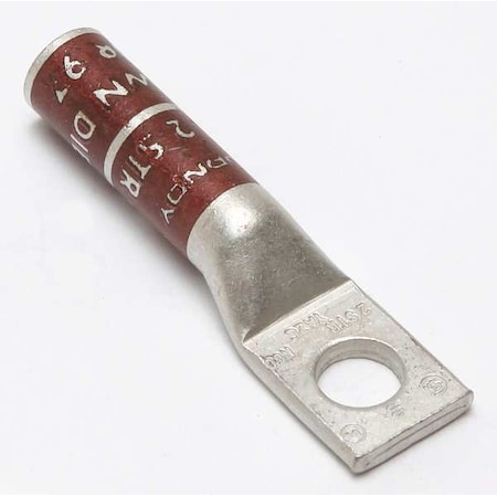 One-Hole Compression Lug, 2 AWG Max, 5/16 in Stud, Long Barrel, Copper, Brown MPN:YA2C