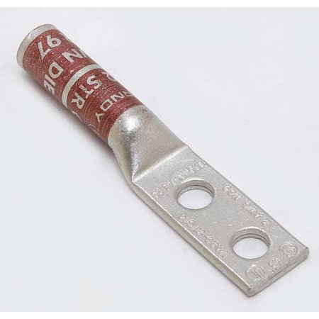 Two-Hole Compression Lug, 2 AWG Max, 1/4 in Stud, Long Barrel, Copper, Brown MPN:YA2C2TC14