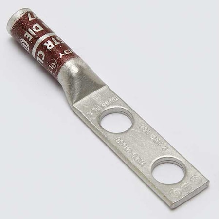 Two-Hole Compression Lug, 2 AWG Max, 3/8 in Stud, Long Barrel, Copper, Brown MPN:YA2C2TC38
