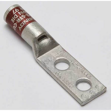 Two-Hole Compression Lug, 2 AWG Max, 1/4 in Stud, Standard Barrel, Copper, Brown MPN:YA2CL2TC14
