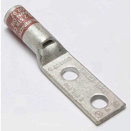Two-Hole Compression Lug, 2 AWG Max, 1/4 in Stud, Standard Barrel, Copper, Brown MPN:YA2CL2TC14E2