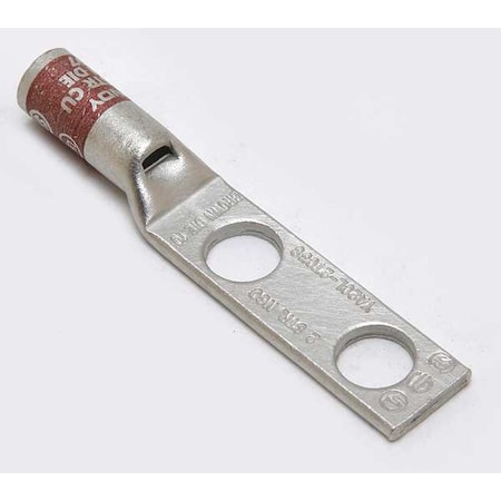 Two-Hole Compression Lug, 2 AWG Max, 3/8 in Stud, Standard Barrel, Copper, Brown MPN:YA2CL2TC38