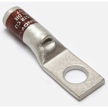 One-Hole Compression Lug, 2 AWG Max, 3/8 in Stud, Standard Barrel, Copper, Brown MPN:YA2CL4BOX