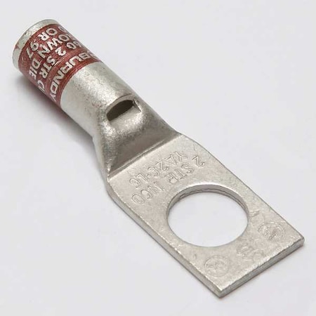 One-Hole Compression Lug, 2 AWG Max, 1/2 in Stud, Standard Barrel, Copper, Brown MPN:YA2CL6BOX