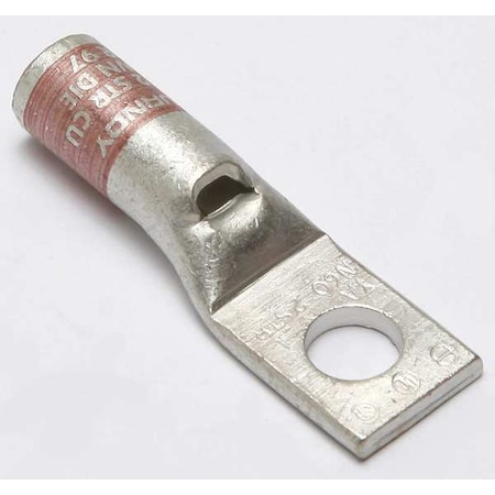 One-Hole Compression Lug, 2 AWG Max, 5/16 in Stud, Standard Barrel, Copper, Brown MPN:YA2CLBOX